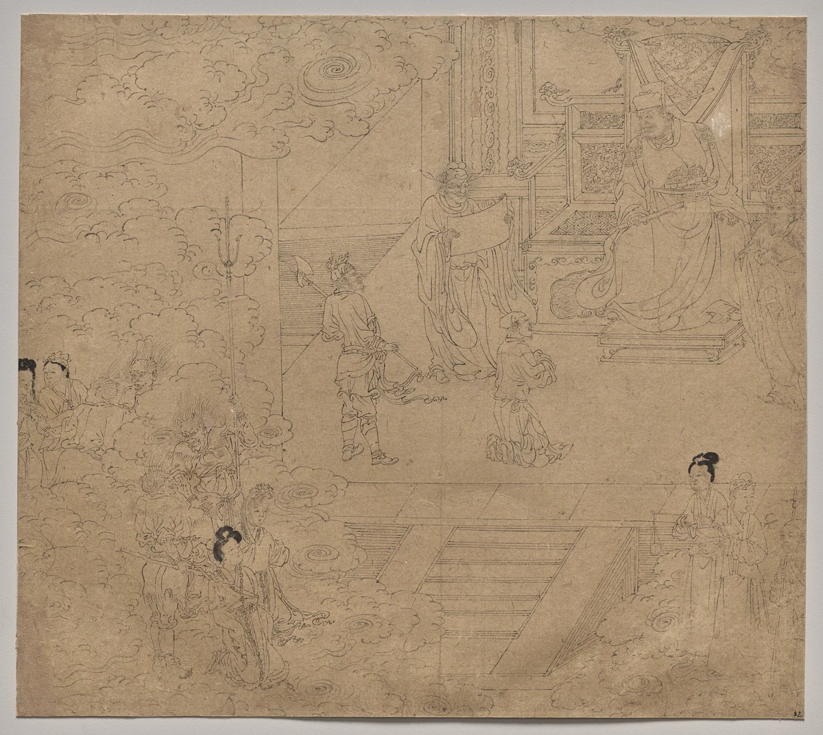 Album of Daoist and Buddhist Themes: Kings of Hells: Leaf 32 by Unknown, painting, 1200-1299