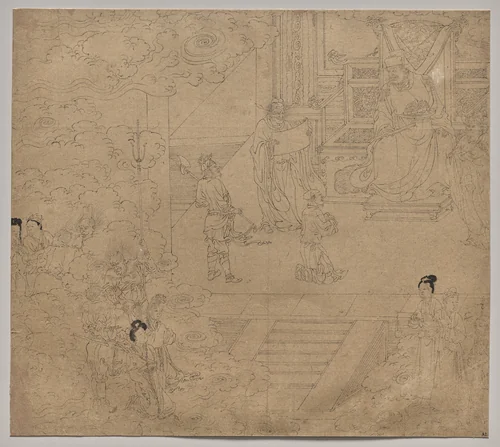 Album of Daoist and Buddhist Themes: Kings of Hells: Leaf 32 by Unknown, painting, 1200-1299