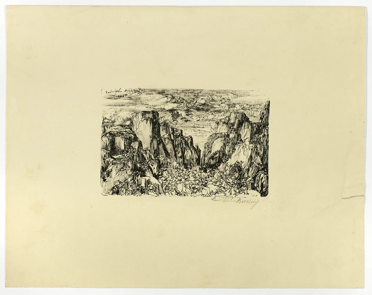 Untitled (possibly Caesar and His Legions) by Rodolphe Bresdin, print, 1876-1886