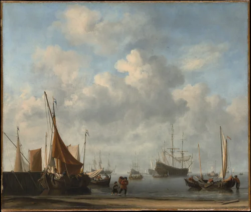Entrance to a Dutch Port by Willem van de Velde II, painting, 1660-1670