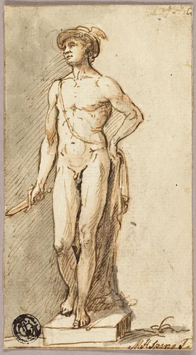 Statue of Mercury by Michael Henry Spang, drawing, 1750-1767