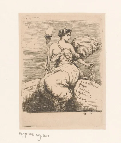 Allegorie op de Verlichting by Willem Linnig, print, 1829-1885