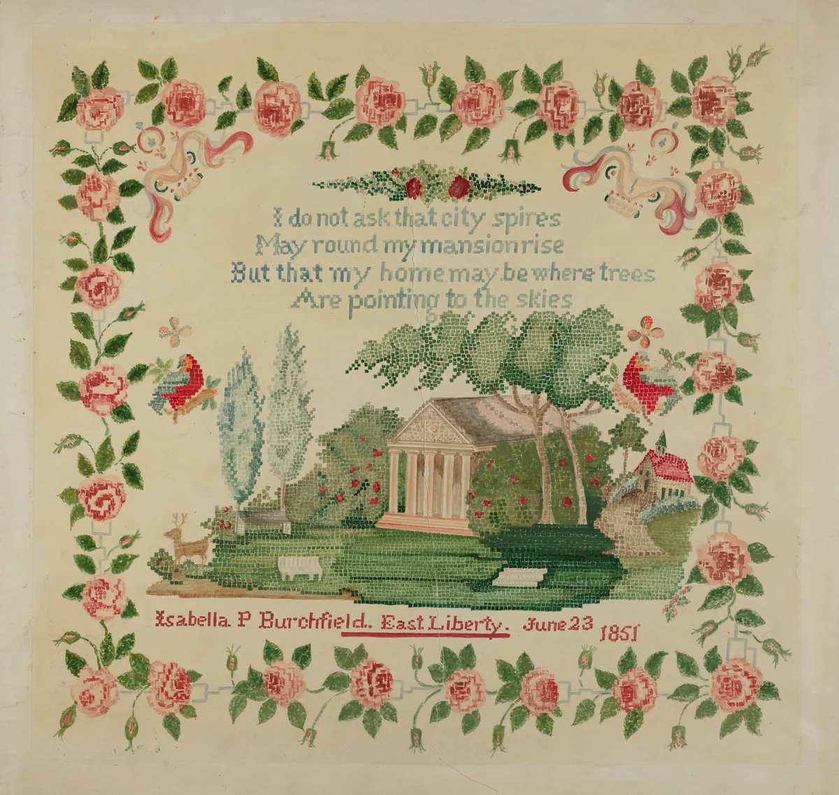 Sampler by Eva Wilson, index of american design, 1936