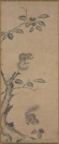 Squirrels on the Chestnut Tree by Ge Shuying, painting, 1300-1399