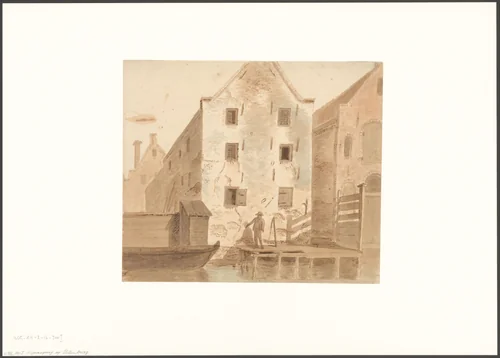 Gezicht op de sleepersgang bij de Uilenburgergracht by Johannes Hendrik Knoop, drawing, 1779-1833