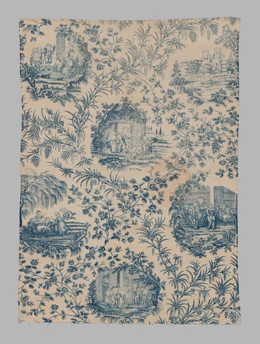 Pictorial print by Bromley Hall Printworks, textile, 1785-1795