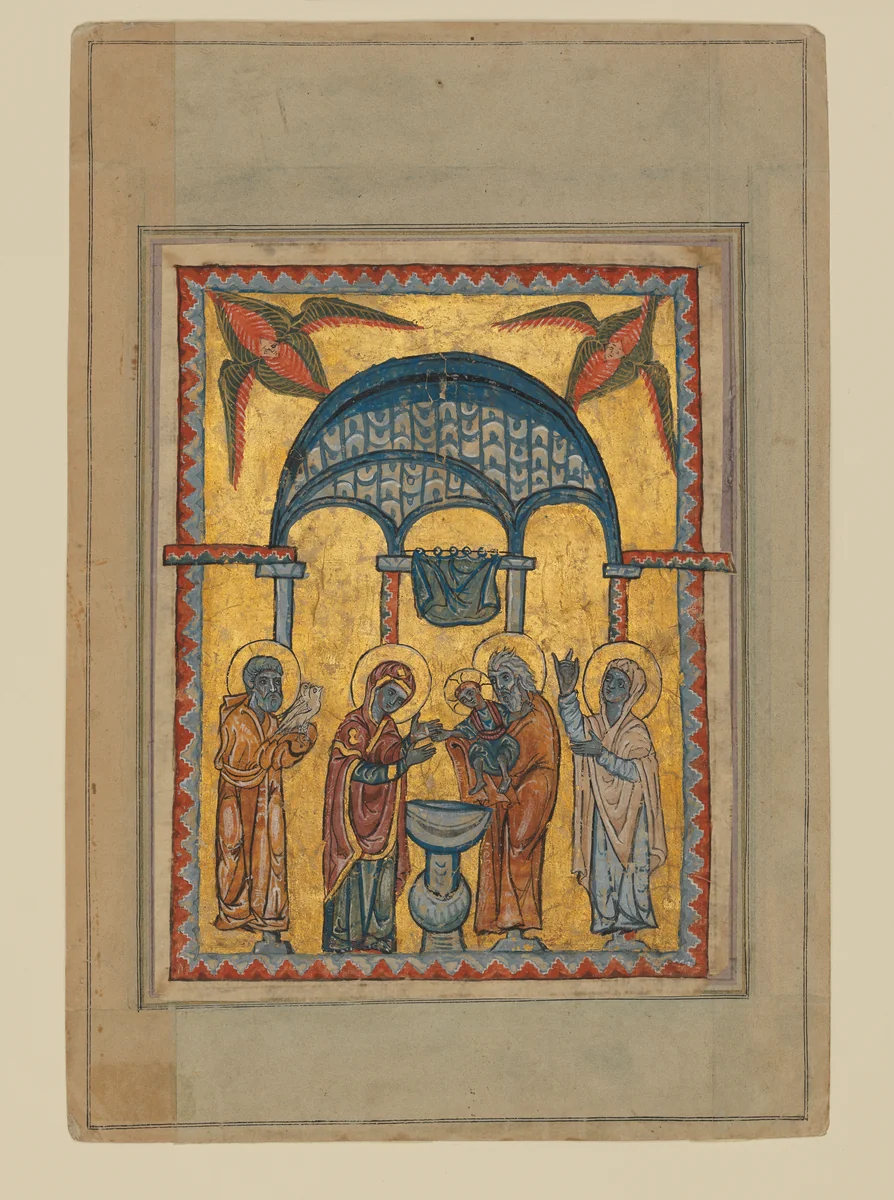 Four miniatures of the life of Christ from a gospel book of 1311 (Presentation, Baptism, Transfiguration, Entry into Jerusalem) by T'oros the Deacon, manuscript, 1311