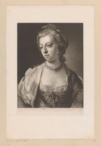 Portret van Caroline Mathilde van Wales by James Watson, print, 1766-1770