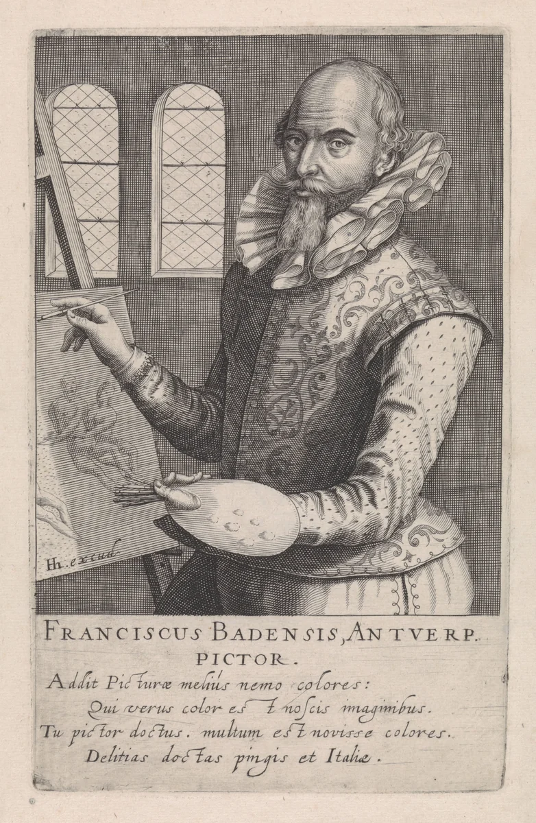 Portret van Frans Badens by Robert de Baudous, print, 1610