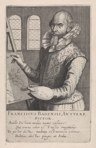 Portret van Frans Badens by Robert de Baudous, print, 1610