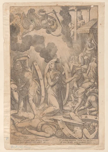 Martyrdom of Saint Catherine of Alexandria by Mario Cartaro, print, 1567