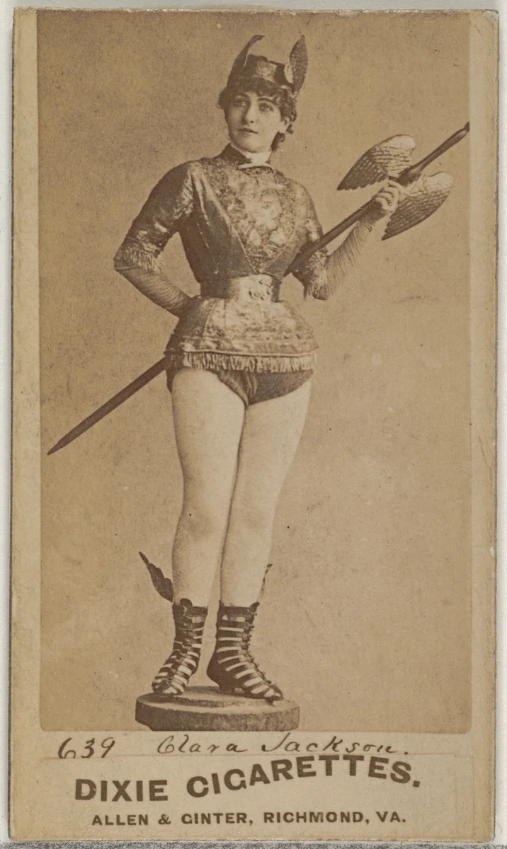 Card 639, Clara Jackson, from the Actors and Actresses series (N45, Type 7) for Dixie Cigarettes by Allen & Ginter, photograph, 1885-1891