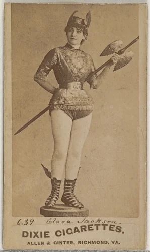 Card 639, Clara Jackson, from the Actors and Actresses series (N45, Type 7) for Dixie Cigarettes by Allen & Ginter, photograph, 1885-1891