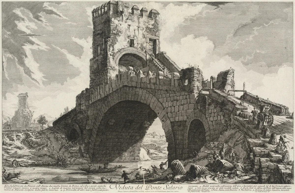 Veduta del Ponte Salario by Giovanni Battista Piranesi, print, 1756-1757