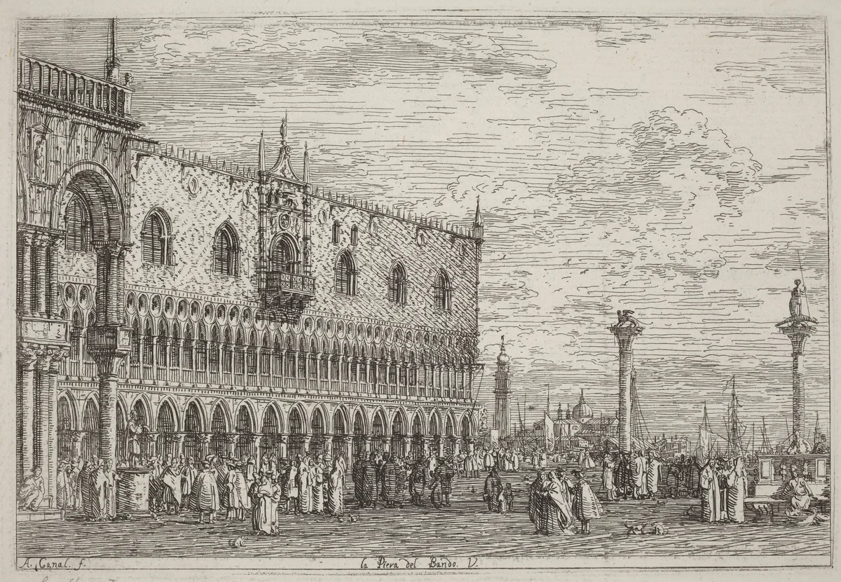 La Piera del Bando. V. by Canaletto, print, 1735-1746