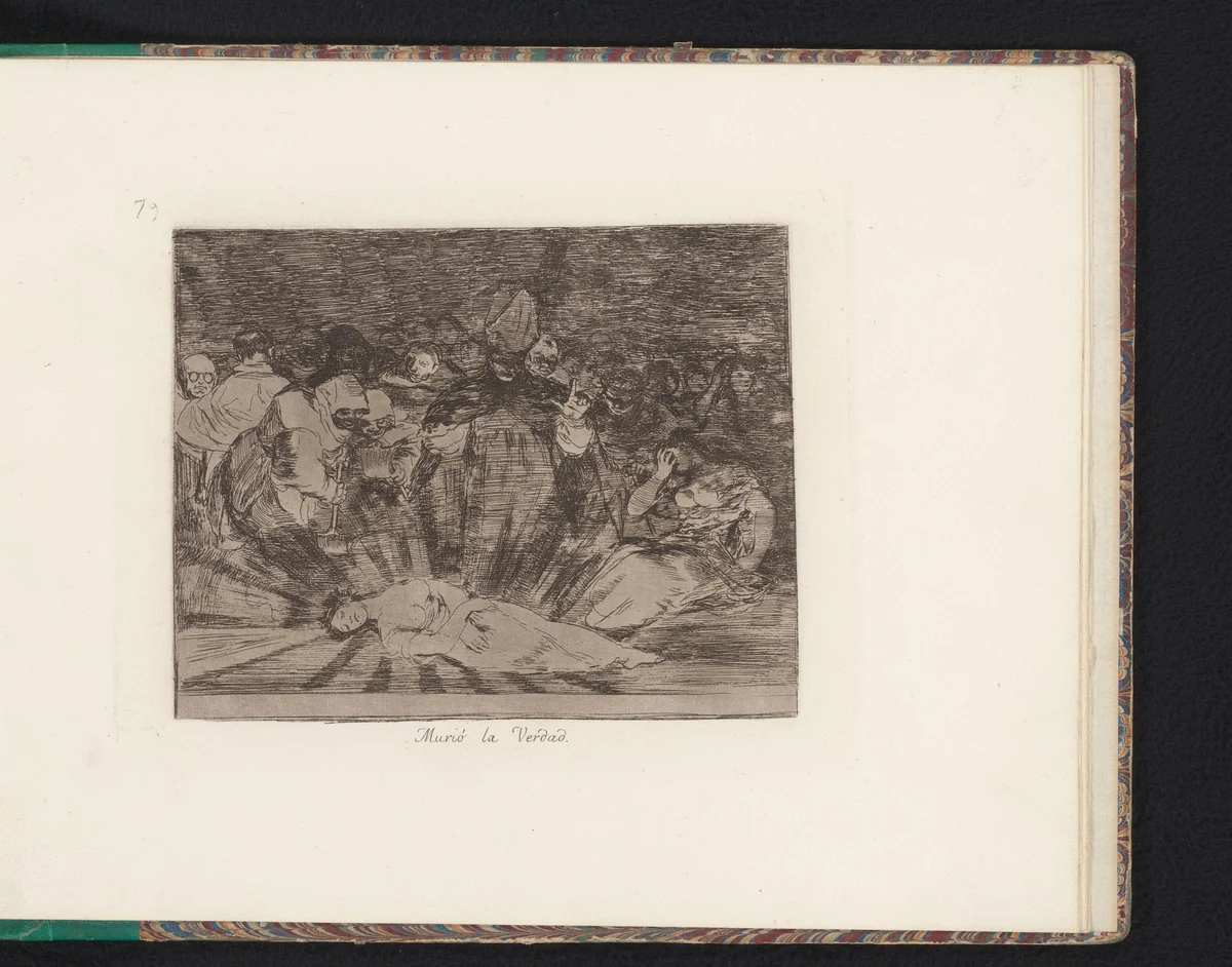 Begrafenis van een vrouw omringd door stralenkrans by Francisco de Goya, book, 1810-1820