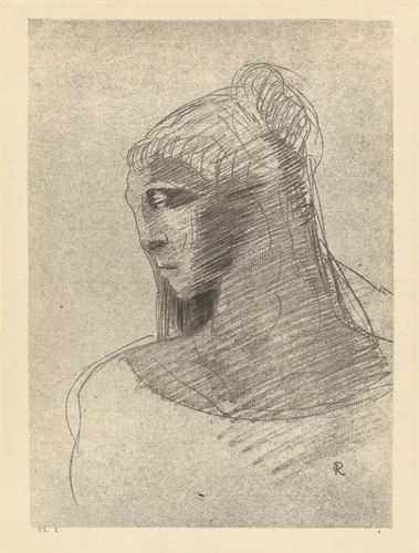 Je t'adore a l'egal de la voute nocturne. O vase de tristesse, o grande taciturne (I adore you as I adore the vault of the night sky, O vessel of sadness, O tall silent woman) by Odilon Redon, portfolio, 1890