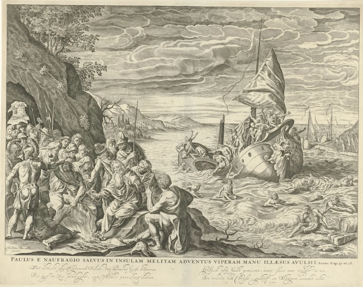 Paulus op Malta by anonymous, print, 1633-1679