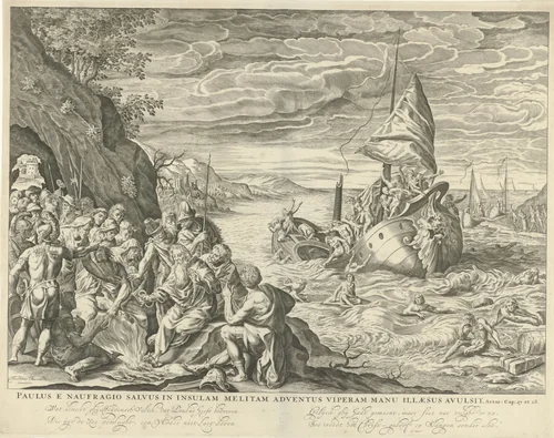 Paulus op Malta by anonymous, print, 1633-1679