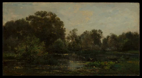 A River Landscape with Storks by Charles-François Daubigny, painting, 1864