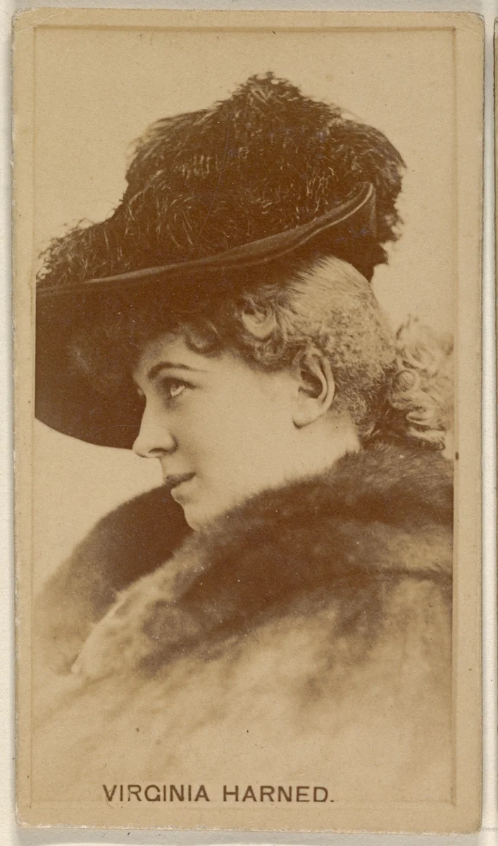 Virginia Harned, from the Actors and Actresses series (N45, Type 8) for Virginia Brights Cigarettes by Allen & Ginter, photograph, 1885-1891