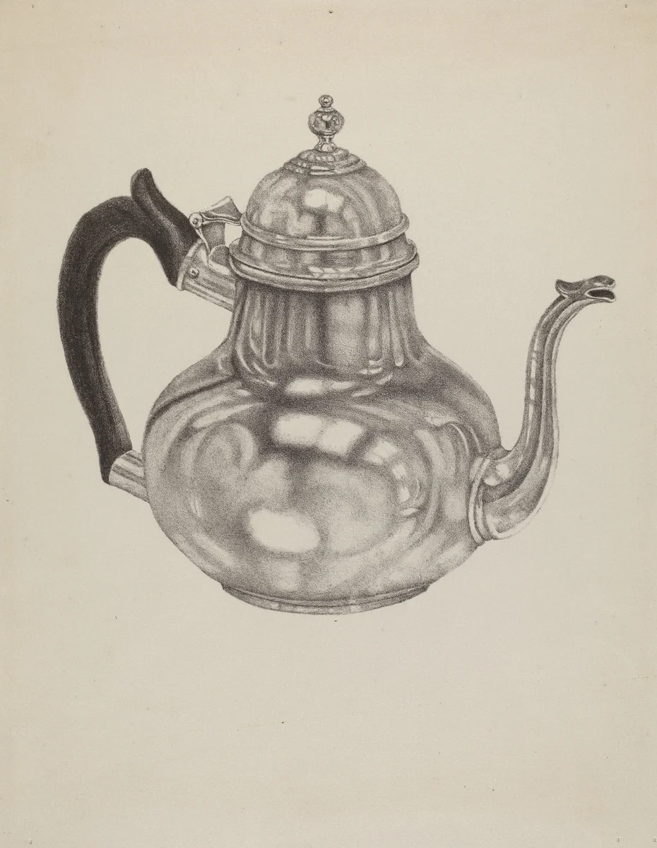 Silver Teapot by American 20th Century, index of american design, 1935-1942