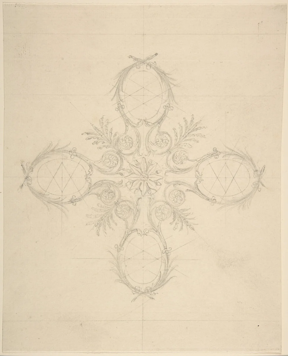 Ornament in the Shape of a Cross by Sir William Chambers, drawing, 1743-1796