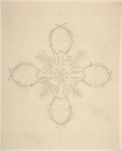 Ornament in the Shape of a Cross by Sir William Chambers, drawing, 1743-1796