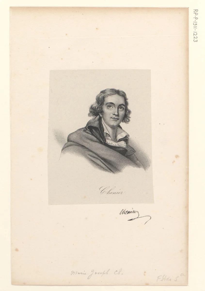 Portret van Marie-Joseph Chénier by anonymous, print, 1818-1842