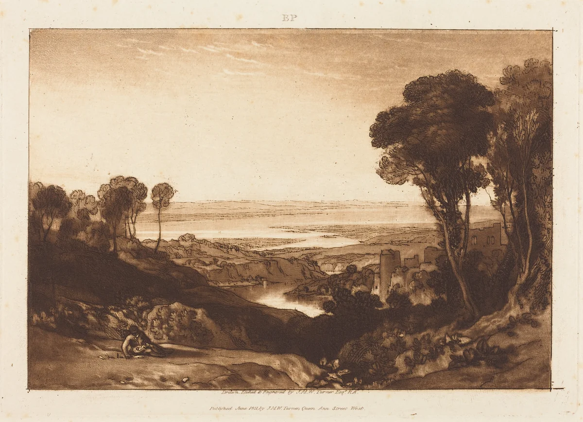 Junction of Severn and Wye by Joseph Turner, print, 1811
