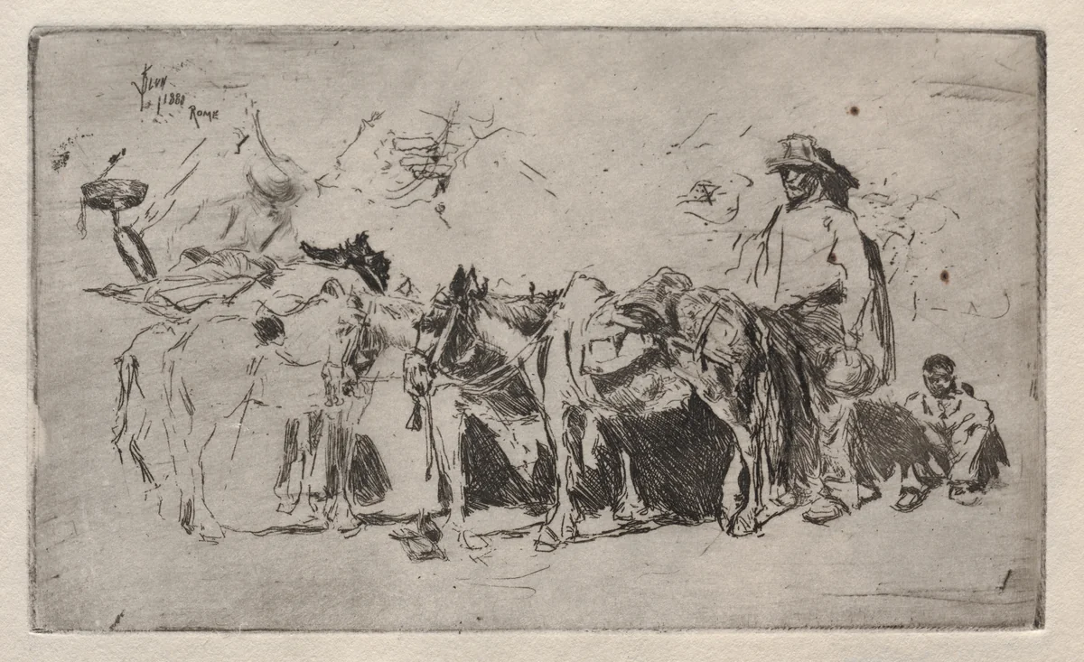Men and Donkeys, Rome by Robert Frederick Blum, print, 1880