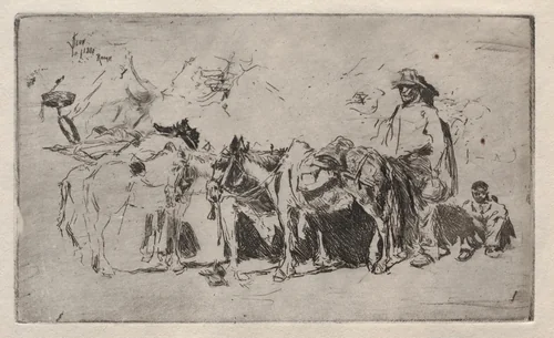 Men and Donkeys, Rome by Robert Frederick Blum, print, 1880