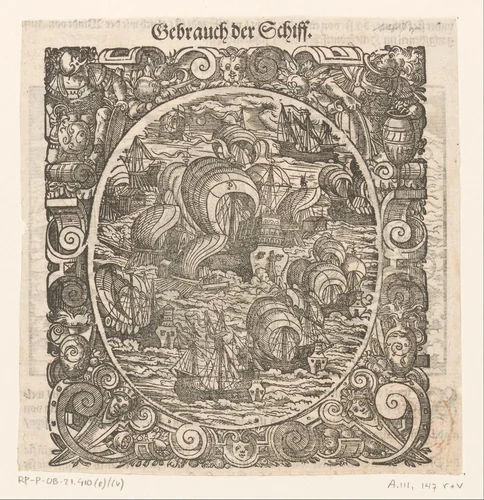 Schepen op het water by Jost Amman, print, 1573