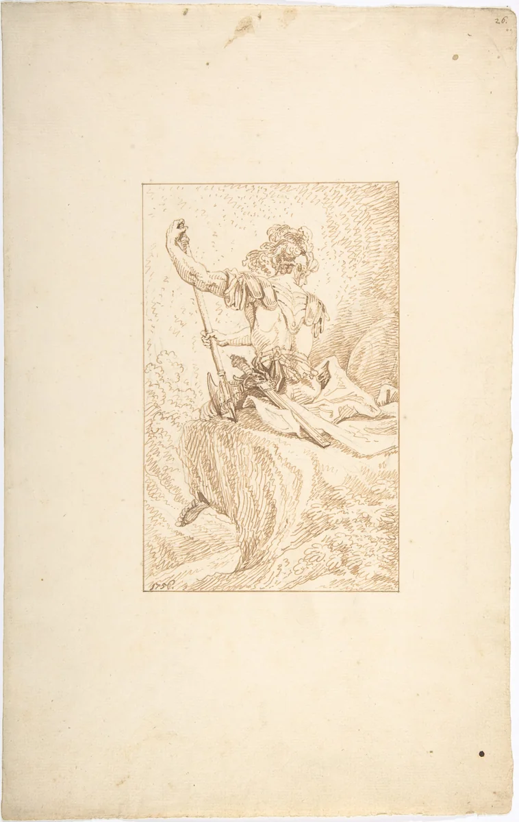 Roman Warriors by Johann Elias Ridinger, drawing, 1700-1767