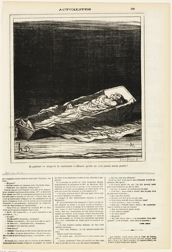 Meanwhile They Keep on Insisting that She Has Never Been Better, plate 183 from Actualités by Honoré-Victorin Daumier, print, 1872