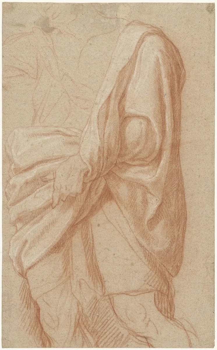 Mannelijke figuur in toga by Eustache Lesueur, drawing, 1627-1655