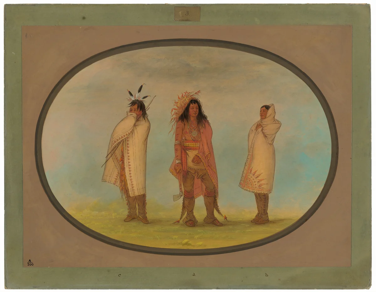 Three Iroquois Indians by George Catlin, painting, 1861-1869