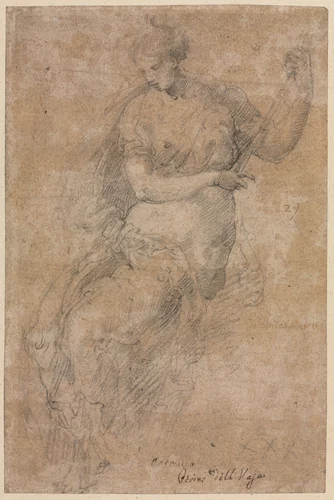 Allegorical Figure (recto) by Niccolo dell' Abbate, drawing, 1512-1571