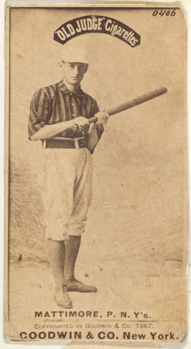 Michael "Mike" Joseph Mattimore, Pitcher, New York, from the Old Judge series (N172) for Old Judge Cigarettes by Goodwin & Company, photograph, 1887