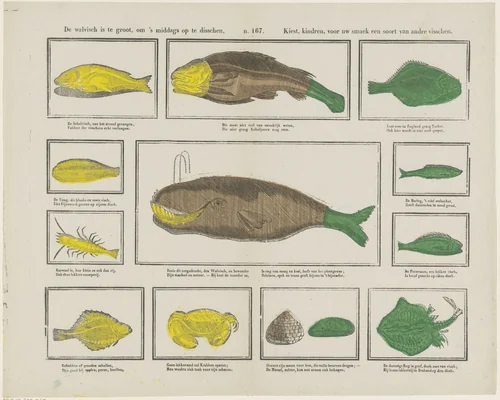 De walvisch is te groot, om 's middags op te disschen, / Kiest kindren, voor uw smaak een soort van andre visschen by Glenisson & Zonen, print, 1856-1900