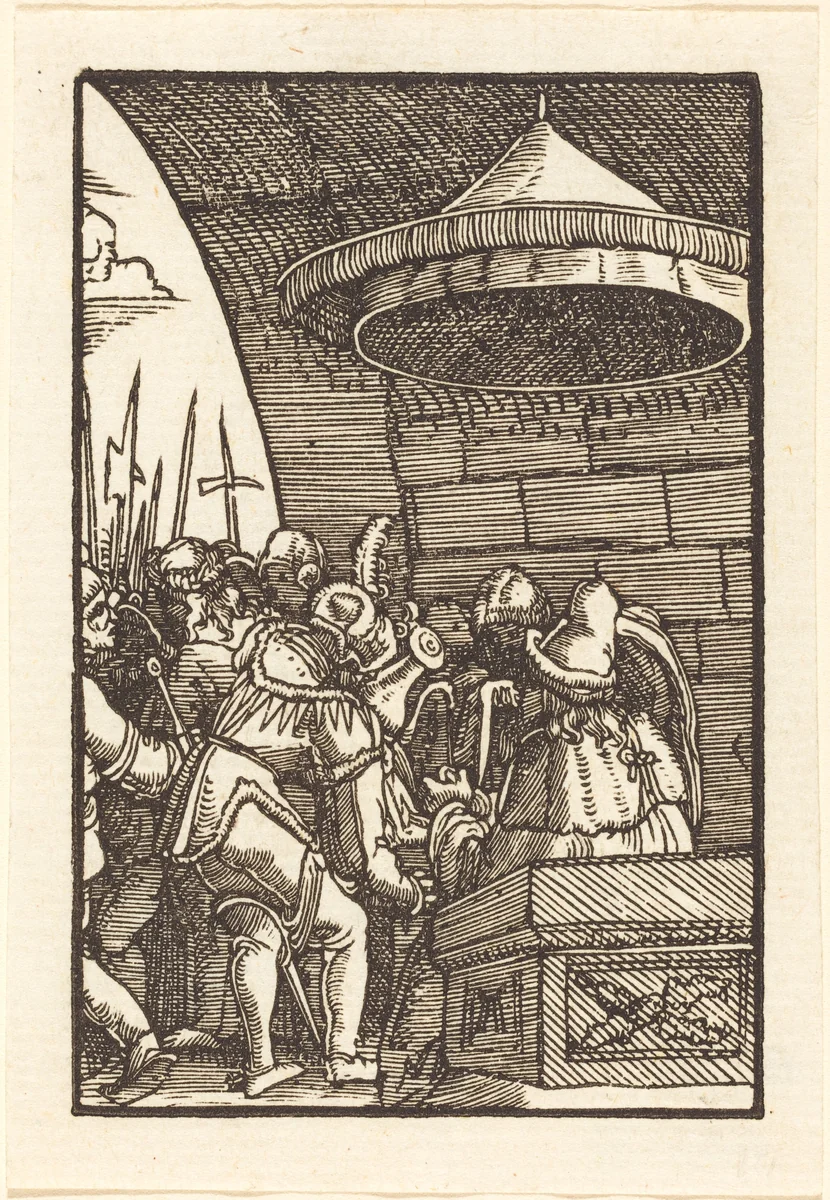 Pilate Washing His Hands by Albrecht Altdorfer, print, 1513