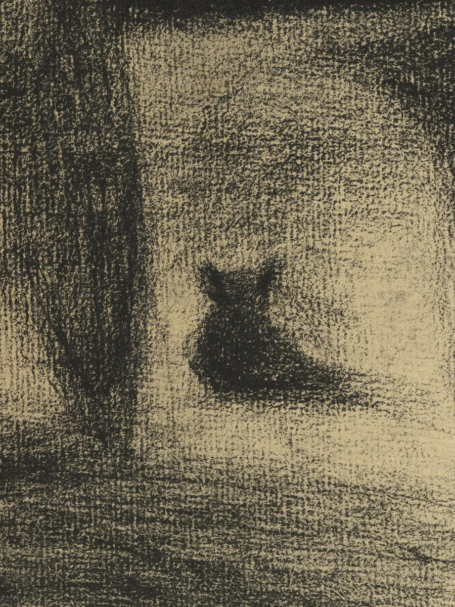 Carriage and Dog (La Carriole et le chien) by Georges-Pierre Seurat, drawing, 1882