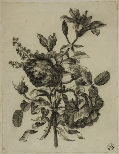 Bouquet of Roses and Lilies by Unknown Artist, drawing, 1700-1899