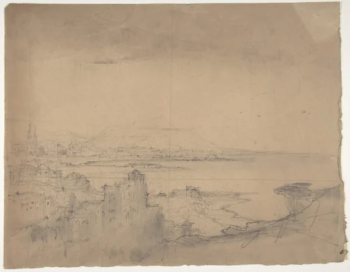 Design for a Stage Set at the Opéra, Paris (recto); Man with Cane (verso) by Eugène Cicéri, drawing, 1840-1890