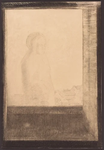 Apparition in the Window by Odilon Redon, drawing, 1892