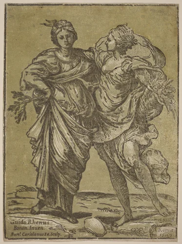 Alliance of Peace and Abundance by Bartolomeo Coriolano; Guido Reni, print, 1627