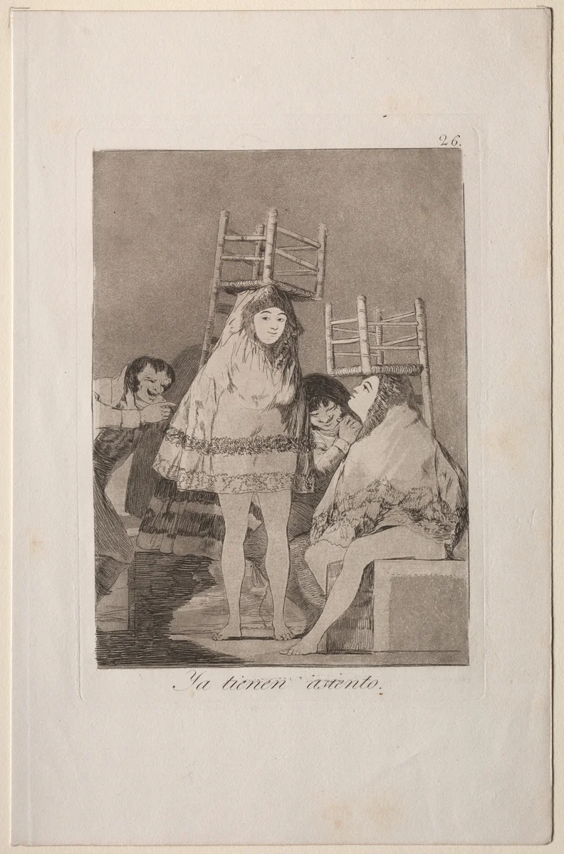 They've Already Got a Seat, Plate 26 by Francisco de Goya, print, 1799