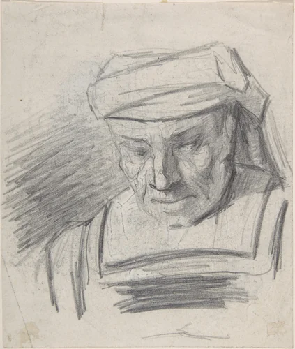 Head of a figure wearing a turban by Félicien Rops, drawing, 1833-1898