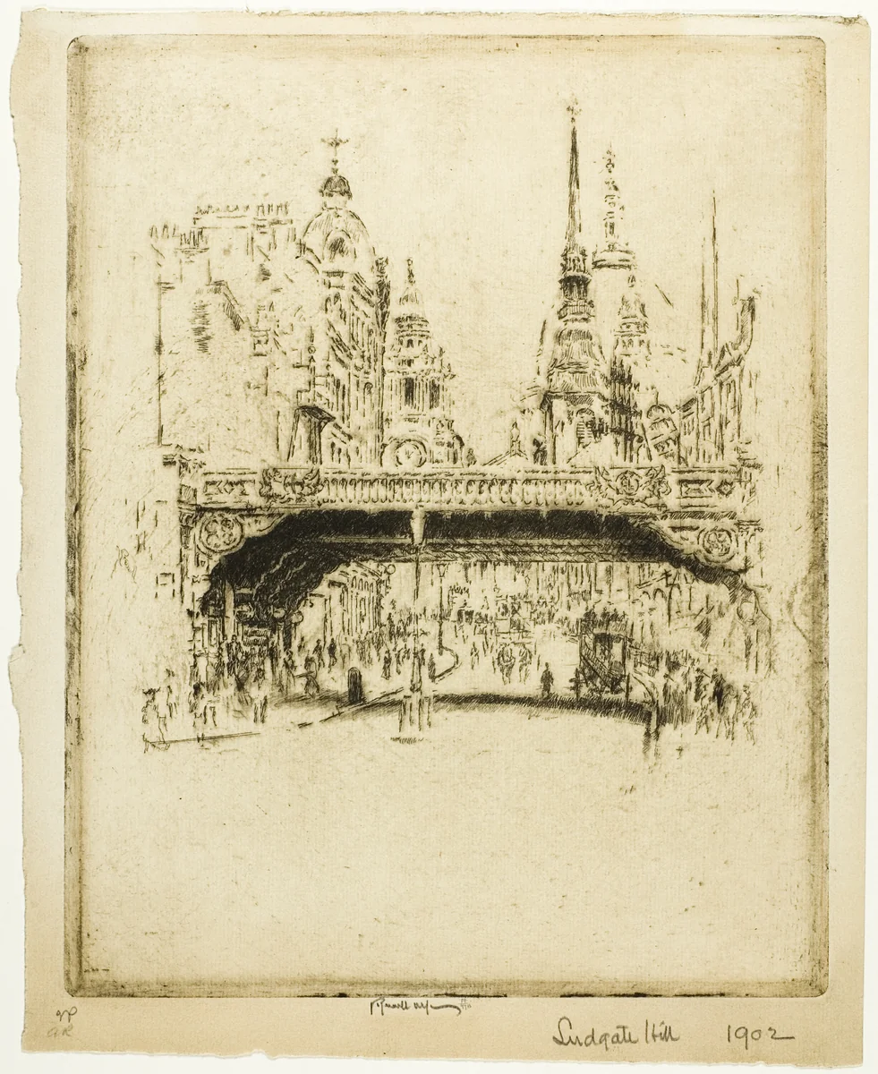 Ludgate Hill by Joseph Pennell, print, 1906