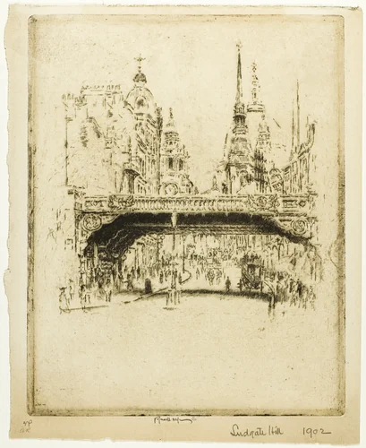 Ludgate Hill by Joseph Pennell, print, 1906